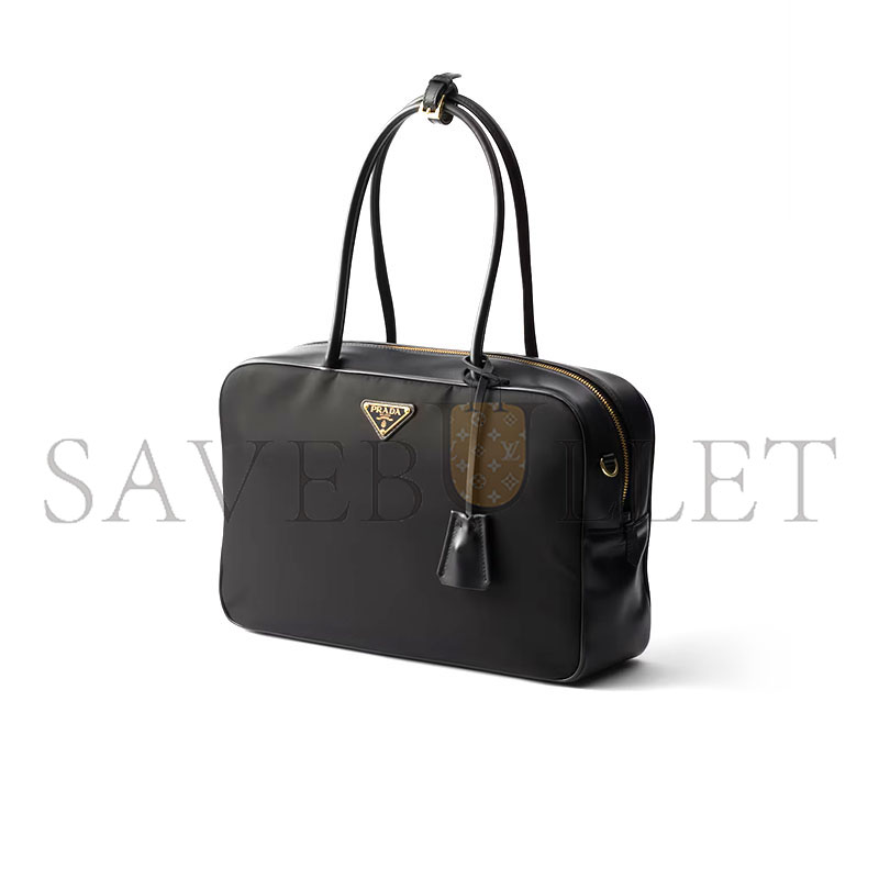 Pra*a large re-nylon and leather top-handle bag with padlock 1bb131 (34*23*10cm)